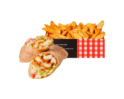 Crispy Chicken Wrap & Potato Wedges (After 11am) - 415.0 G