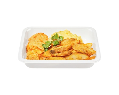 Boneless Chicken Bites with Mac & Cheese and Wedges (Available after 11am) - 390.0 G