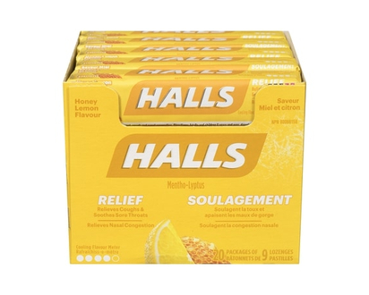Mentho-Lyptus Miel et citron, bâtonnet de 9 pastilles (emballage de 20) - 9.0 EA