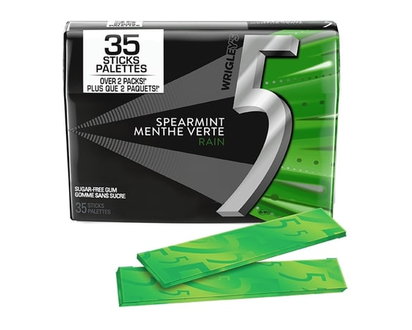 5 Spearmint-Rain Flavoured Sugar Free Chewing Gum, 35 Sticks, 1 Pack (Case) - 94.49 G