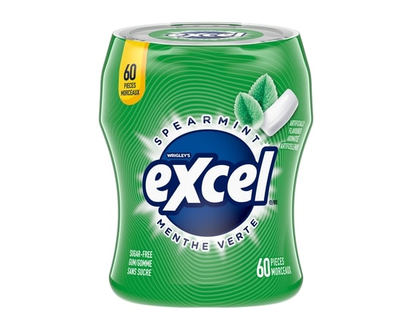Excel Spearmint Flavoured Sugar Free Chewing Gum, 60 Pieces, Case of 6 - 83.0 G