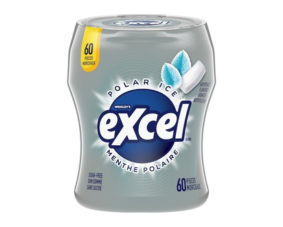 Excel Polar Ice Flavoured Sugar Free Chewing Gum, 60 Pieces, Case of 6 - 83.0 G