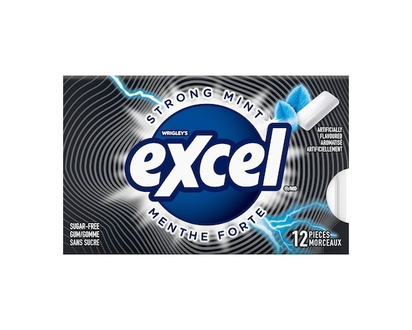 Excel Strong Mint Flavoured Sugar Free Chewing Gum, 12 Pieces, Case of 12 - 12.0 EA