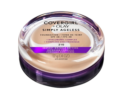 COVERGIRL Fond de teint Simply Ageless Instant Wrinkle Defying avec complexe hyaluronique, vitamine C et niacinamide - Spf 28, 100% Sans Cruauté - 12
