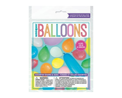 Unique Quarter Pound Latex Balloons, Assorted Size - Multi-colours - 1.0 EA