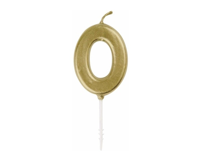 Mini Gold Number 0 Pick Birthday Candle - 1.0 EA