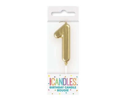 Mini Gold Number 1 Pick Birthday Candle - 1.0 EA