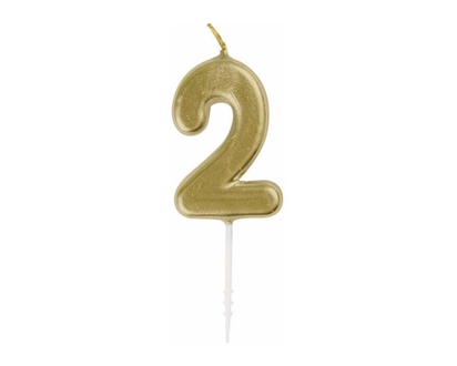 Mini Gold Number 2 Pick Birthday Candle - 1.0 EA