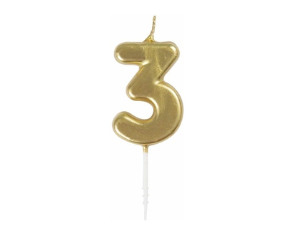 Mini Gold Number 3 Pick Birthday Candle - 1.0 EA