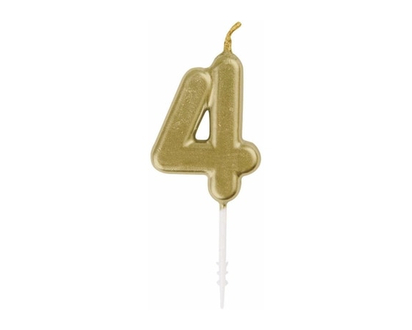 Mini Gold Number 4 Pick Birthday Candle - 1.0 EA