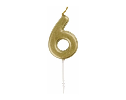 Mini Gold Number 6 Pick Birthday Candle - 1.0 EA