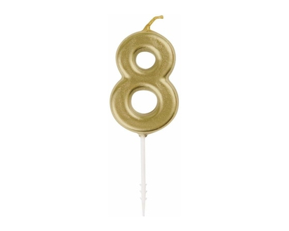 Mini Gold Number 8 Pick Birthday Candle - 1.0 EA