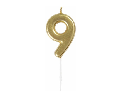 Mini Gold Number 9 Pick Birthday Candle - 1.0 EA