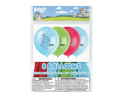8 Bluey Latex Balloons - 8.0 EA