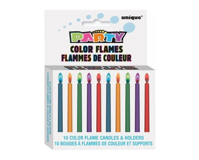 Unique Color Flame Birthday Candles & Holders, 10ct - 10.0 EA