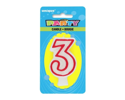 Unique Number 3 Deluxe Birthday Candle - 1.0 EA