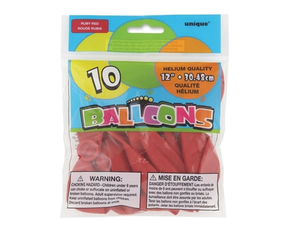 12" Latex Balloons, 10ct - Ruby Red - 1.0 EA