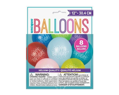 Fun Happy Birthday 12" Latex Balloons, 8ct - 1.0 EA