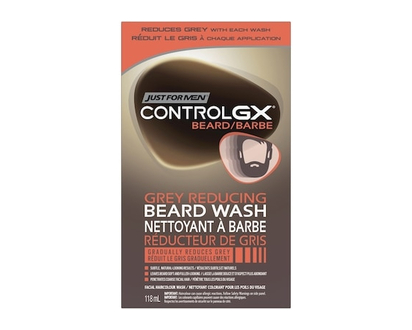 Nettoyant à barbe réducteur de gris Just For Men Control GX, Colore graduellement la moustache et la barbe - 118 ML
