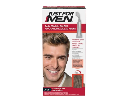 Just For Men Easy Comb-In Color, Hair Coloring for Men with Comb Applicator - Light Brown, A-25 - 1 BX