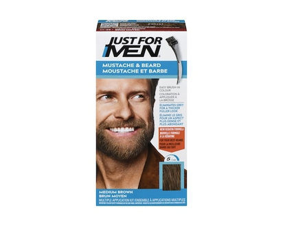 Moustache et barbe Just For Men, Coloration pour barbe avec brosse incluse - Brun moyen, M-35 - 1 CHA