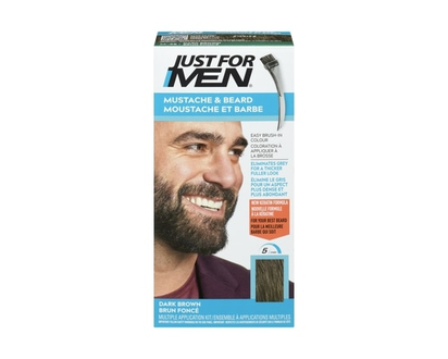 Just For Men Mustache & Beard, Beard Coloring with Brush Included - Dark Brown, M-45 - 1 EA