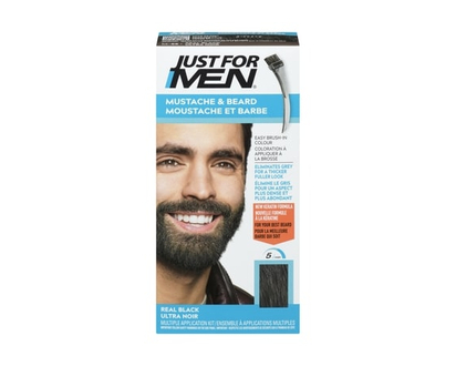 Moustache et barbe Just For Men, Coloration pour barbe avec brosse incluse - Ultra noir, M-55 - 1 CHA