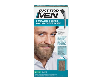 Just For Men Mustache & Beard, Beard Coloring with Brush Included - Blond, M-10 - 1 KIT