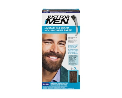 Moustache et barbe Just For Men, Coloration pour barbe avec brosse incluse - Brun moyen foncé, M-40 - 1 CHA