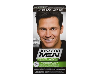 Shampooing colorant Just For Men, Coloration capillaire pour homme - Ultra noir, H-55 - 1 BTE