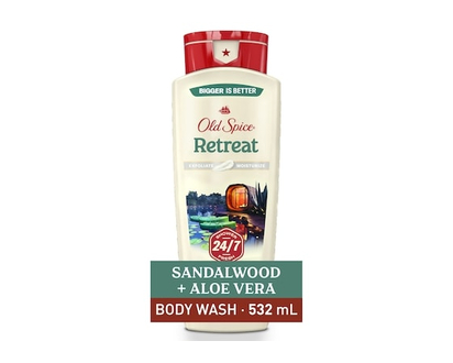 Old Spice Nettoyant pour le corps pour hommes, parfum Retreat, fraîcheur après-lavage 24heures sur 24, 7jours sur 7, exfoliation+hydratation, 532mL (1