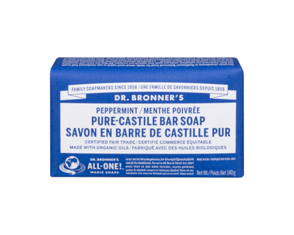 Dr Bronners Pure Castile Bar Soap, Peppermint - 140.0 G