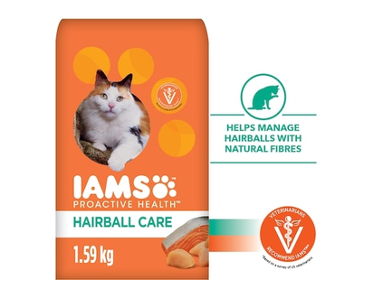 Iams Proactive Health Hairball Care with Chicken & Salmon Adult Dry Cat Food - 1.588 KG