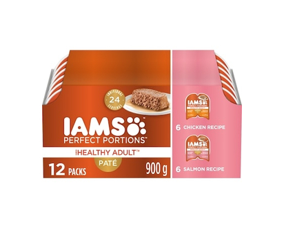 Iams Perfect Portions Cat Wet Food Adult Grain Free Chicken & Salmon Patà© Multipack - 900.0 G