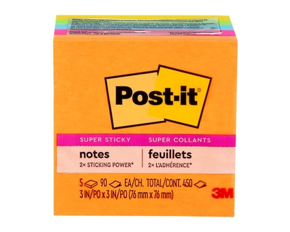 3M Super Sticky Notes, Energy Boost Colours, 3 in x 3 in - 1.0 EA