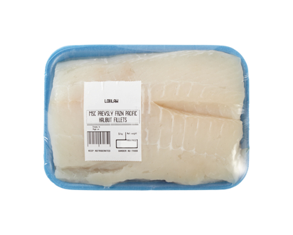Filets de flétan du Pacifique décongelés
