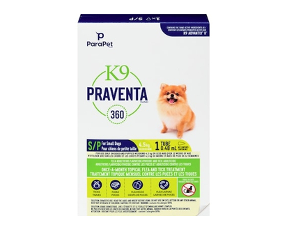 K9 Praventa 360 Topical Flea and Tick Treatment for Dogs up to 4.5kg, Single Dose - 1.0 EA