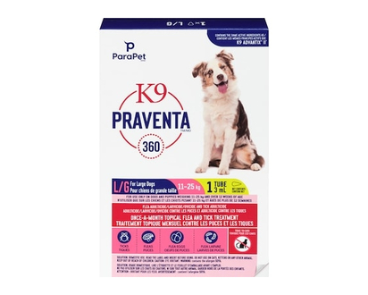 K9 Praventa 360 Topical Flea and Tick Treatment for Dogs 11kg to 25kg, Single Dose - 1.0 EA