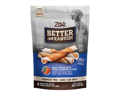 Zoe Better Than Rawhide Large Twists For Dogs Rawhide Free Roast Chicken With Thyme And Rosemary Flavor - 152.0 G