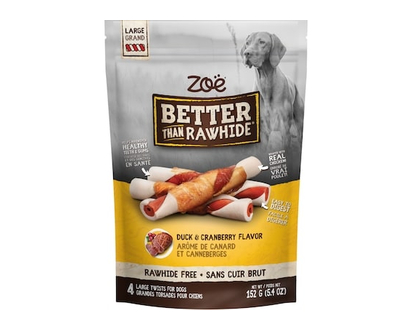Zoe Better Than Rawhide Large Twists For Dogs Rawhide Free Duck & Cranberry Flavor - 152.0 G