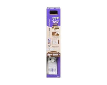 Swiffer PowerMop Wood Mop Kit for Wood Floor Cleaning, QuickDry Solution with Lemon Scent, Mopping Kit Includes PowerMop Wood, 2 Mopping Pad Refills,