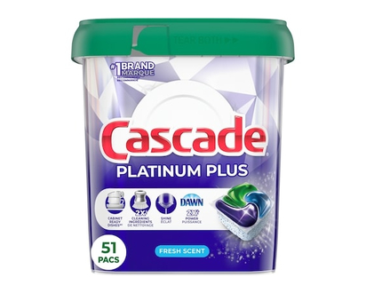Cascade Platinum Plus Dishwasher Pods, Dish Detergent ActionPacs, Fresh, 51 Count - 51.0 EA