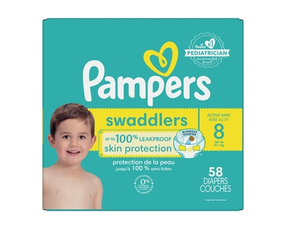 Pampers Couches Swaddlers, taille 8, 58 unités - 58.0 EA
