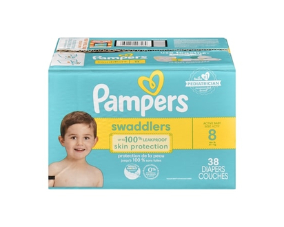 Pampers Swaddlers Diapers, Size 8 (46+ lbs), 38 Count, Ultra Absorbent Disposable Infant Diaper - 38 EA