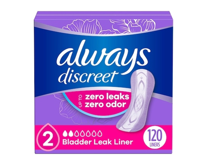 Always Incontinence Panty Liners For Bladder Leaks, 2 Size, Very Light Absorbency - 120.0 EA