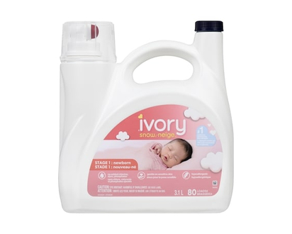 Ivory Snow Détergent à lessive liquide pour nouveau-né Neige 1, 80 unités - 3.1 L