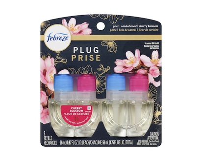 Febreze Plug In Air Freshener, Odor-Fighting Scented Oil Refill, Cherry Blossom, 2 Refill - 52.0 ML
