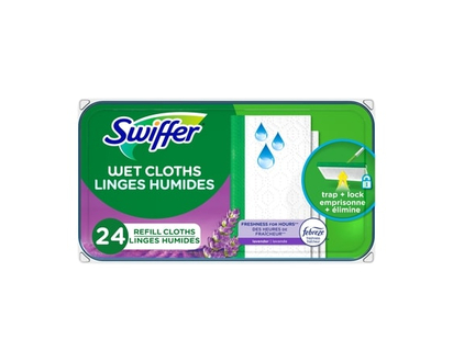 Swiffer Sweeper Wet Mopping Cloth Refills for Floor Mopping and Cleaning, Multi-Surface Floor Cleaner with Freshness, Lavender Scent, 24 count - 24.0 
