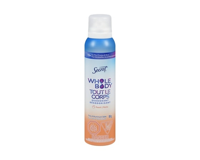 Secret Whole Body Aluminum Free Deodorant Body Spray Peach & Vanilla - 99.0 G