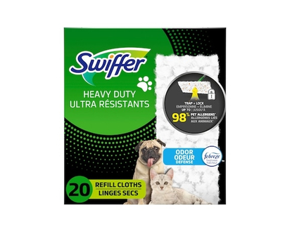 Swiffer Recharges de linges secs multi-surfaces ultra résistants pour animaux domestiques pour balai, pour balayer et nettoyer les planchers, fraîcheu
